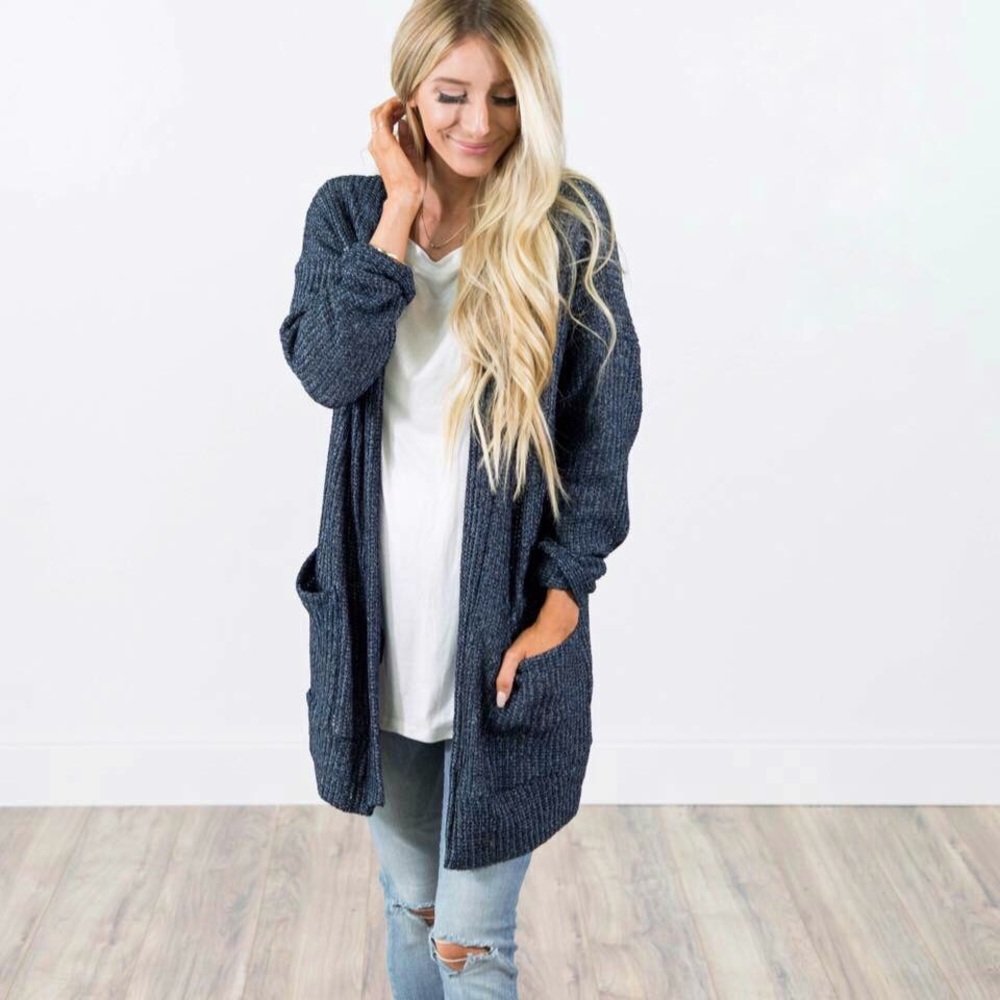 Chunky Knit Navy Cardigan